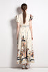 Runway Fashion Elegant Floral Print, Bow Neck, Big Swing Vintage Long Maxi Dress